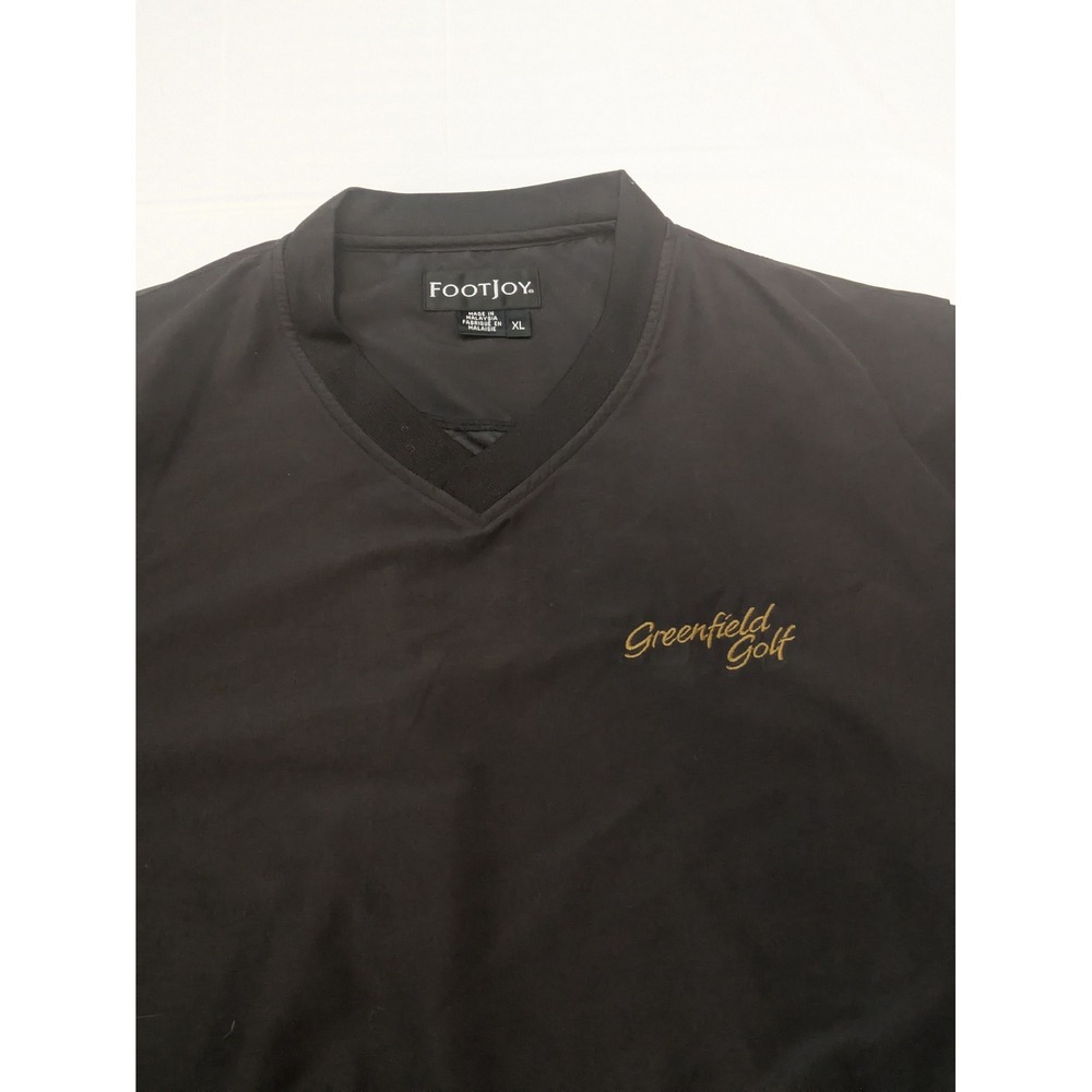 FootJoy Golf Windshirt Men's XL Black Greenfield V-Neck Pullover‎ Short Sleeve